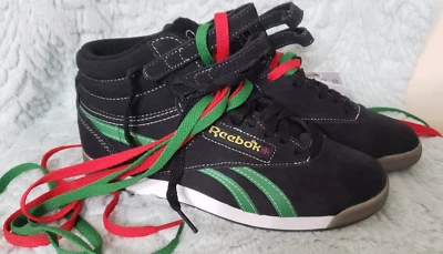 Reebok Freestyle Hi-Top Sneakers Human Rights Now! Women Sz 7  Black NWOB - Image 1 of 4