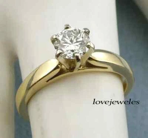 Anillo de compromiso solitario de diamantes de corte redondo de 1,5 quilates creado en laboratorio de oro amarillo de 14 quilates FN - Imagen 1 de 6