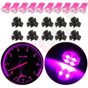 10X T10 Pink LED Bulbs for Instrument Gauge Cluster Dash Light W/ Twist Sockets - Picture 1 of 11
