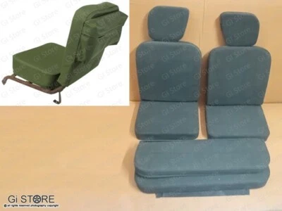 Complete Seat Cushion Set W/Cargo Pocket G-503 Canvas Fits Willys Jeep CJ2A CJ3A - Image 1 of 4