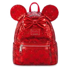 Mochila Loungefly Mickey Mouse Lentejuelas Rojas Disney Q Nueva con Etiquetas Hacer Oferta - Imagen 1 de 3