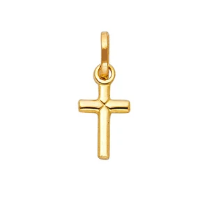Small Tiny Yellow Gold Religious Christ Cross Pendant Charm For Necklace Chain - Picture 1 of 1