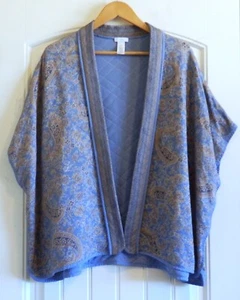 J. Jill Blue Tan Quilted Women's Open Front Cardigan SZ S-L EXCELLENT - Picture 1 of 5
