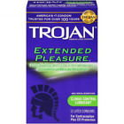 Trojan Extended Pleasures + Brass Lunamax Pocket Case, Climax Control Ribbed Lub