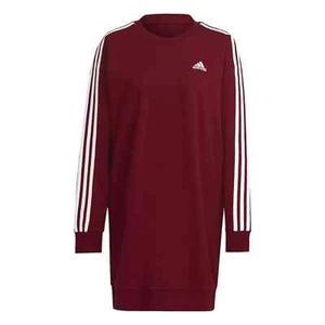 Adidas Women's Sz M Essentials 3-Stripes Crew Neck Long Sleeves Cotton Dress - Picture 1 of 7