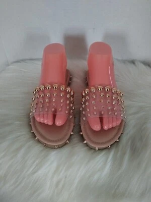 Sandalias para mujer Cape Robbin adornadas talla 7 sin cordones planas transparentes desnudas Foto 1 de 4