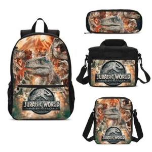 Lotto zaini scuola bambini dinosauri Jurassic World isolati borsa pranzo astuccio penna - Foto 1 di 19
