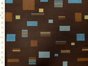Tela de tapicería geométrica abstracta contemporánea marrón y azul  - Imagen 1 de 1
