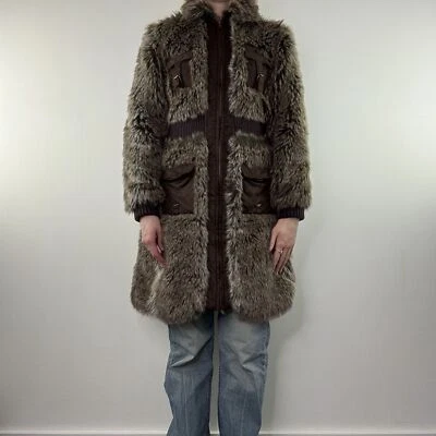 Y2K vintage faux fur long zip up coat - Image 1 of 4