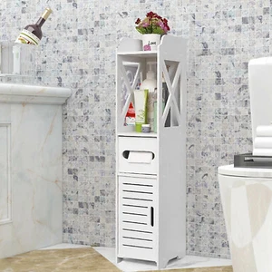 Badezimmerschrank Badschrank Freistehend Aufbewahrungsschrank mit Tür, Rollläden - Bild 1 von 15