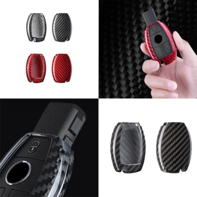 Carbon Fiber Car Key Fob Case Cover For Mercedes-Benz C E S CLS GLK W203 W212 - Image 1 of 4