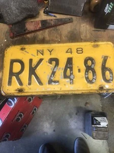 VINTAGE 1948 NEW YORK LICENSE PLATE TAG #RK24-86 USA - Picture 1 of 3