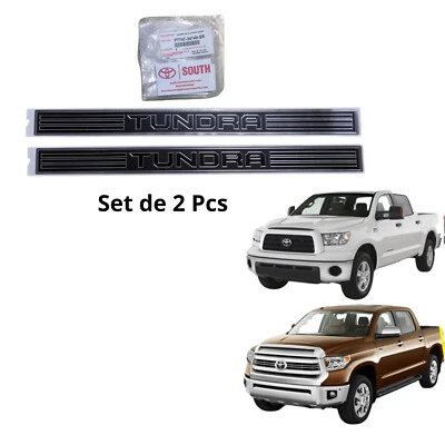 OEM TOYOTA TUNDRA 07-21 CREW MAX PROTECTOR DE UMBRAL DE PUERTA NEGRO Y PLATINO 1 JUEGO 2 PIEZAS Foto 1 de 4