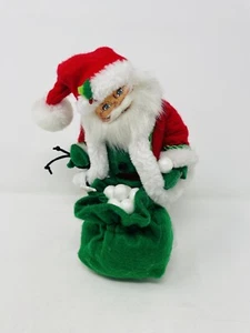 Vintage Annalee 8" Weihnachten Santa mit grünem Geschenksack - Bild 1 von 5