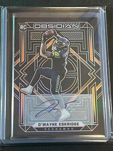 D'WAYNE ESKRIDGE 2021 OBSIDIAN ORANGE ETCH Rookie RC AUTO SSP /75 SEAHAWKS - Picture 1 of 2