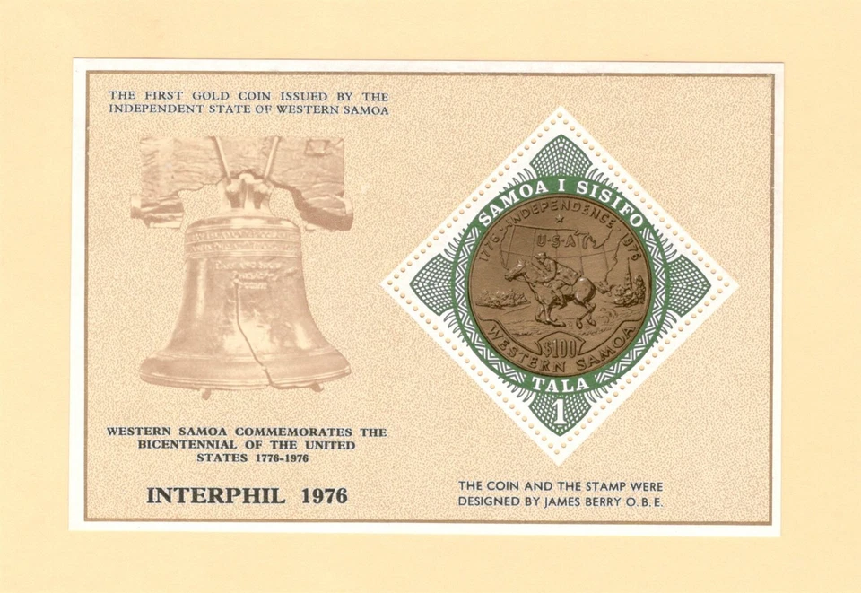 1976 年萨摩亚·斯科特 # 437 { 美国 BICENTENNIAL } 纪念品 SHEET 全新无标签 — 第 1/1 张图片