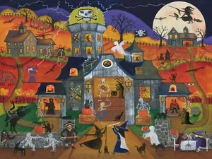 FoLk ArT OrIgInAl PrInT HallOwEEn PiRaTe WiTCh SkUll MeRmAiD GhOsT BaRn WiZaRds - Imagen 1 de 3