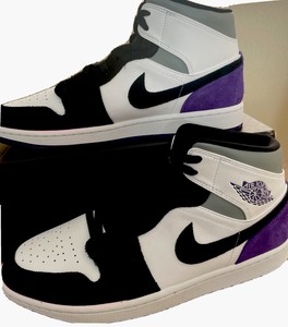 Las mejores ofertas en Jordan 1 Mid se Negro/Varsity Morado/Blanco | eBay