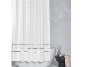 Hotel Collection Borderline Duschvorhang - Anthrazit, 72" x 72" Neu mit Etikett - Bild 1 von 1
