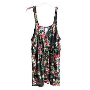 NWT West Loop Women's Black Floral Sleeveless Drawstring Dress Sundress Sz XXL - Picture 1 of 3
