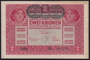 Austria 2 Coronas 1919 Antiguo Billete Billete Moneda Elige 50 XF - Imagen 1 de 2