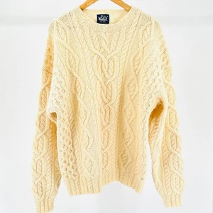 Vintage Woolrich Wool Cream Cable Knit Fisherman Pullover Sweater - Picture 1 of 6