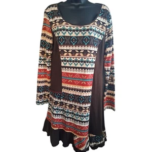 Vestido Estampado Rojo y Marrón Sacred Threads M Estampado Causual Azteca Suroeste - Imagen 1 de 13