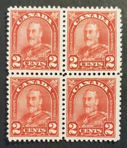 Stamps Canada Mint: #165 2c deep red Geo. V Arch Issue block of 4 VF MNH - Picture 1 of 1