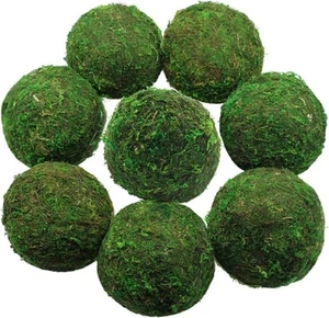 Large Decorative Moss Balls, 8 Pcs 3.5" Green 3.5"- Set of 8, - Picture 1 of 9