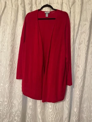 Cárdigan delantero abierto Liz Me 2x Plus, rojo Foto 1 de 3