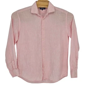 Camisa Frescobol Carioca Para Hombres XXL 100% Lino Italiano Manga Larga Botón Rosa - Imagen 1 de 4
