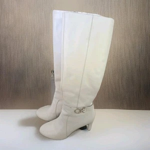 Bandolino Leather Knee High Boots | White | Size 7.5 M - Picture 1 of 12