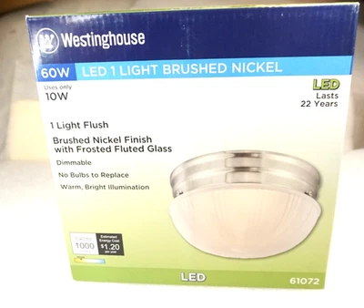 Westinghouse 61072 10W LED Níquel Cepillado Al Ras Lámpara Esmerilado Esmerilado Acanalado Foto 1 de 4