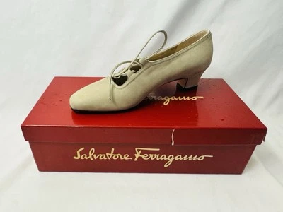 Zapatos Salvador Ferragamo Boutique Gris Tostado Gamuza Talla 4B Con Caja Original Italia Foto 1 de 4