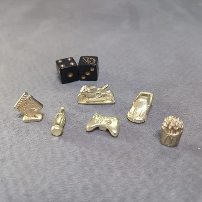 Monopoly Empire Replacement Tokens & Dice 6 Gold Pieces Parts Cake Toppers - Image 1 of 4