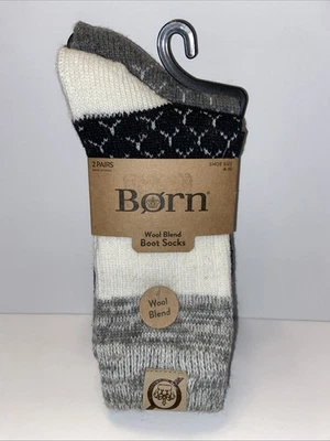 Paquete de 2 calcetines para botas Born mezcla de lana acogedores cálidos cómodos ~ Nuevos Foto 1 de 4