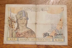 French Indo-China PK #53a ND(1932) 5 Piastres Circulated Banknote - Picture 1 of 2