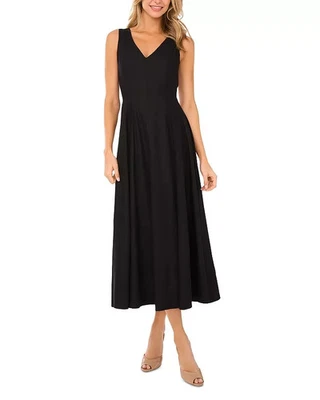 Maxi Vestido Ted Baker London Negro Sin Mangas Mezcla de Lino Talla 8 $275 Foto 1 de 3
