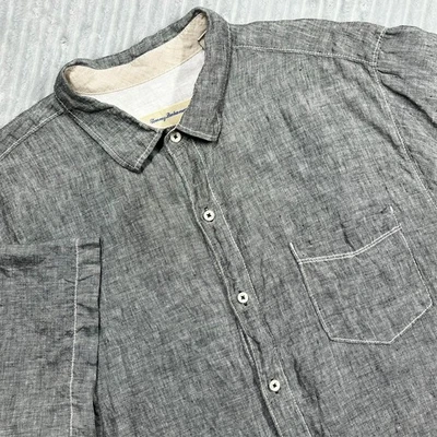 Tommy Bahama Party Breezer Linen Camp Shirt Mens XL Beach Resort Preppy Charcoal - Image 1 of 4