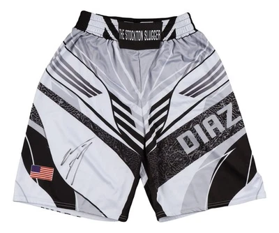 Nate Diaz Signed Custom White MMA Fight Trunks BAS - Image 1 of 2