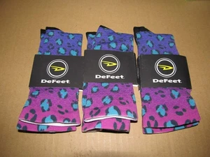 3 Pair Defeet Purple Leopard Cycling Socks Size Medium NEW - Picture 1 of 3