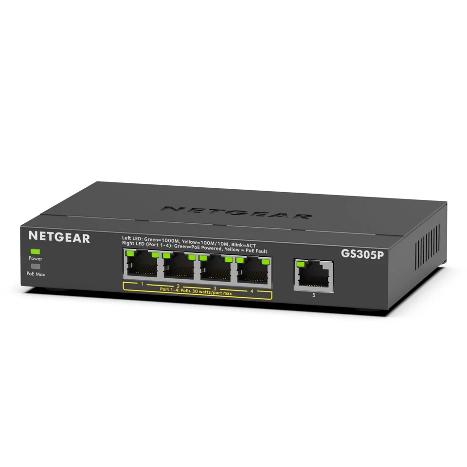 *NEW* NETGEAR GS305P Gigabit 5-port Unmanaged PoE+ Switch GS305Pv3 - Image 1 of 1