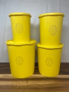 Tupperware Servalier 4 Nesting Canister Set with Lids - Yellow 8 Pieces - Picture 1 of 5