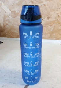 K-MART 1 L Sports Water Bottle with Time Markings – BPA-Free, Leak-Proof, Blue - Picture 1 of 10