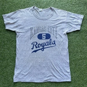 T-shirt vintage anni 80 Kansas City Royals MLB punto singolo grafica taglia L Brett - Foto 1 di 7