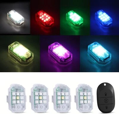 4PCS Wireless LED Strobe Light 7 Colors Rechargeable Flashing Lights with Remote - Image 1 of 4