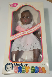 VTG NIB GERBER BABY DOLL 1979 17" MOVING EYES BLACK African American