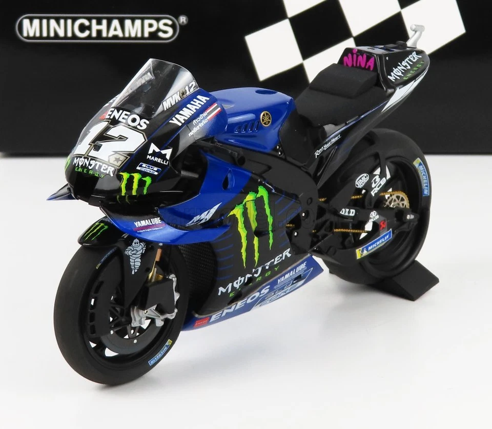 MINICHAMPS 1/12 MAVERIK VINALES YAMAHA M1 2021 MOTOGP 122213012 DIECAST MODELLO