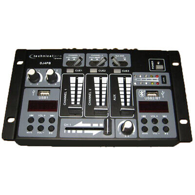 Technical Pro Professional 2 Channel USB Bluetooth DJ Mixer Controller W Aux I/P • 99.99€