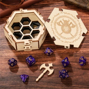 Juego de dados de plástico poliédrico púrpura DND 7 piezas TTRPG Dungeons Dragons set de regalo - Imagen 1 de 14